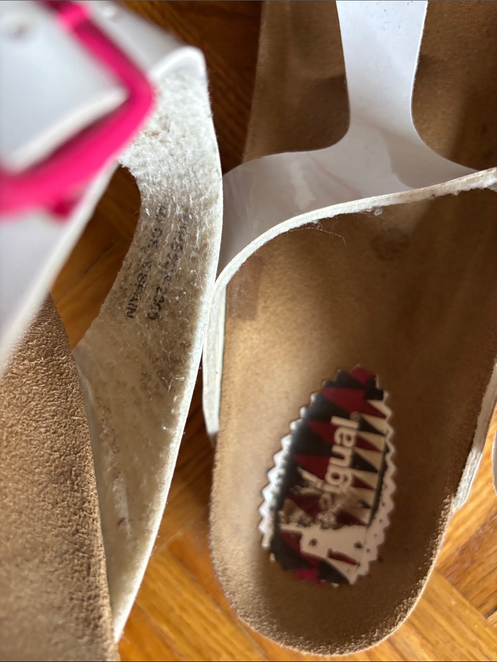51. Desigual White and Red Buckle Thong Sandals - Picture 5 of 7